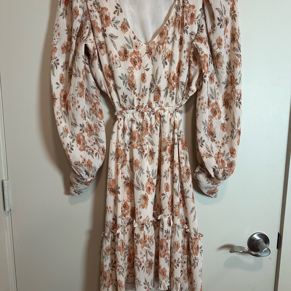 Floral V-Neck Long Sleeve Dress